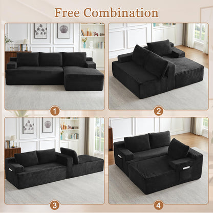 96" Modular Sectional Sofa, Cloud Sectional Couch with Deep Seat, Modern L-Shape Corner Sofa Couch with Right Facing Chaise,Upholstered Boneless Couches for Living Room Bedroom
