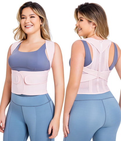 URSEXYLY Back Brace Posture Corrector for Women Adjustable Shoulder Straightener Full Back Support Upper, Lower Back Pain Relief,Spine Straightener Posture Corrector (Pink, XX-Large)