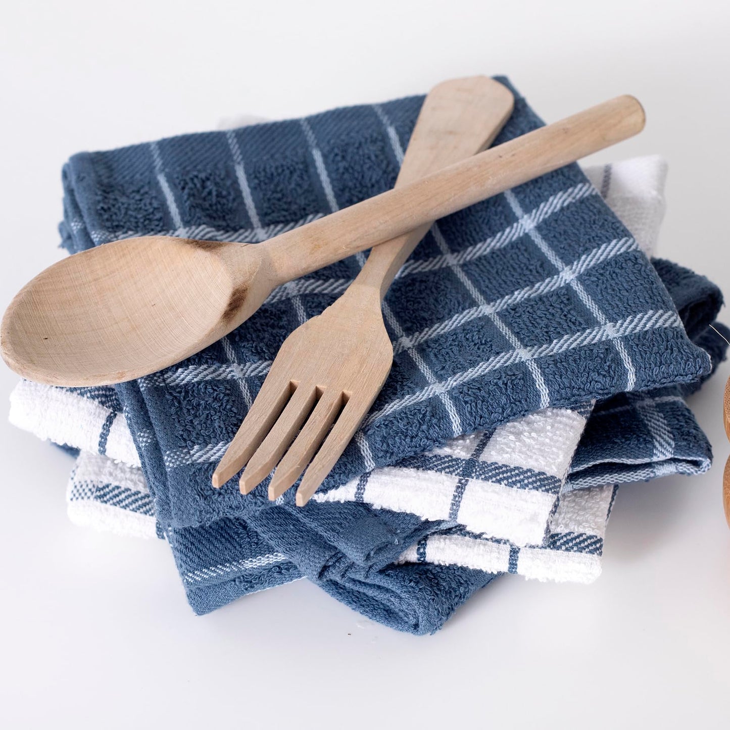 Ritz Premium 100% Cotton Terry Check Kitchen Dish Cloths - Highly Absorbent, Super Soft, Long-Lasting, 12"x12", 6-Pack, Federal Blue