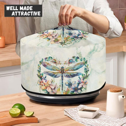 Dragonfly Floral Slow Cooker Dust Cover, Washable Appliance Cover for 6, 7, 8 Quart Oval Crock Pot