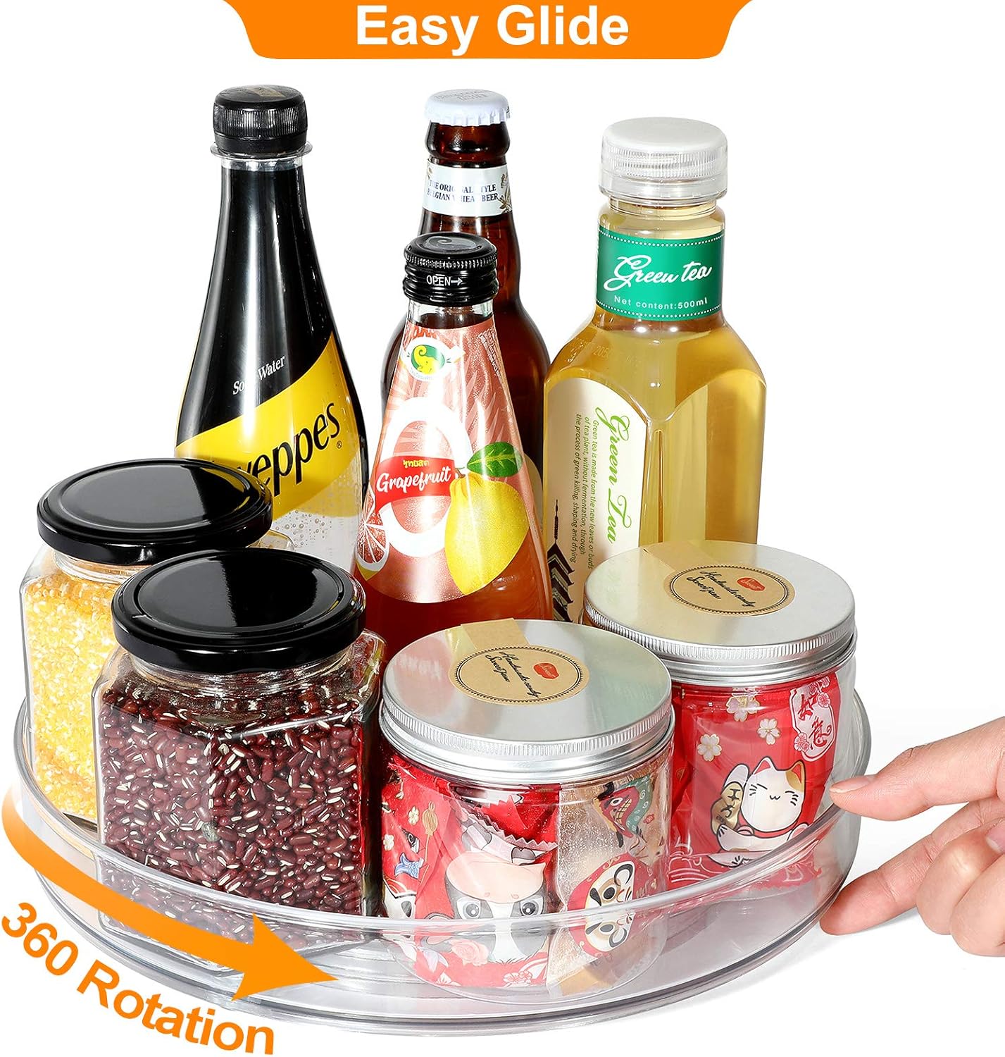 Lazy Susan Condiments Organizer, Spice Rack Storage Turntable for Cabinet, Fridge, Countertop, Pantry, Bathroom, Round