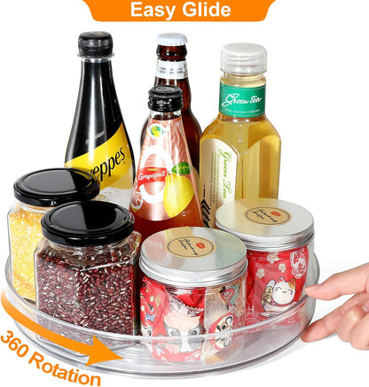 Lazy Susan Condiments Organizer, Spice Rack Storage Turntable for Cabinet, Fridge, Countertop, Pantry, Bathroom, Round