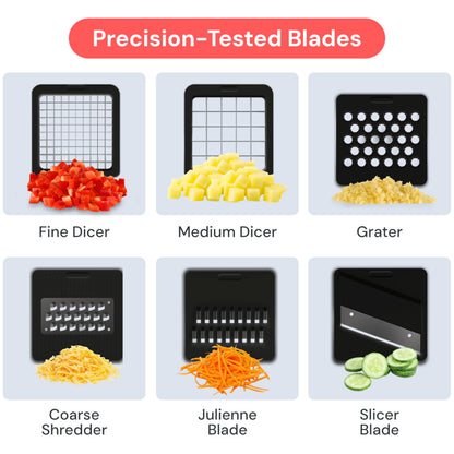 Fullstar Mandoline Slicer for Kitchen - Vegetable Chopper, Onion Potato Food Veggie Fruit Slicer and Cutter with Container, Kitchen Gadgets & Gifts, Home Essentials (6-in-1, White/Black)