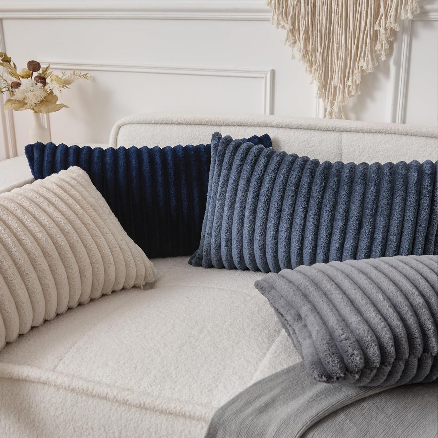 12x24 Inch Set 1 UGASA Lumbar Throw Pillow Cover of Super Soft Faux Fur Decorative Pillow Case Plush Flannel Texture