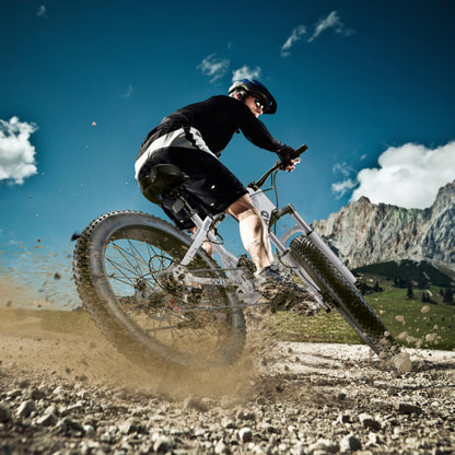MarKnig 26 inch Fat Tire Mountain Bike, 21 Speed MTB with Dual Disc Brake for Adults, Anti-Slip Bicycle with 4 inch Knobby Tires, White