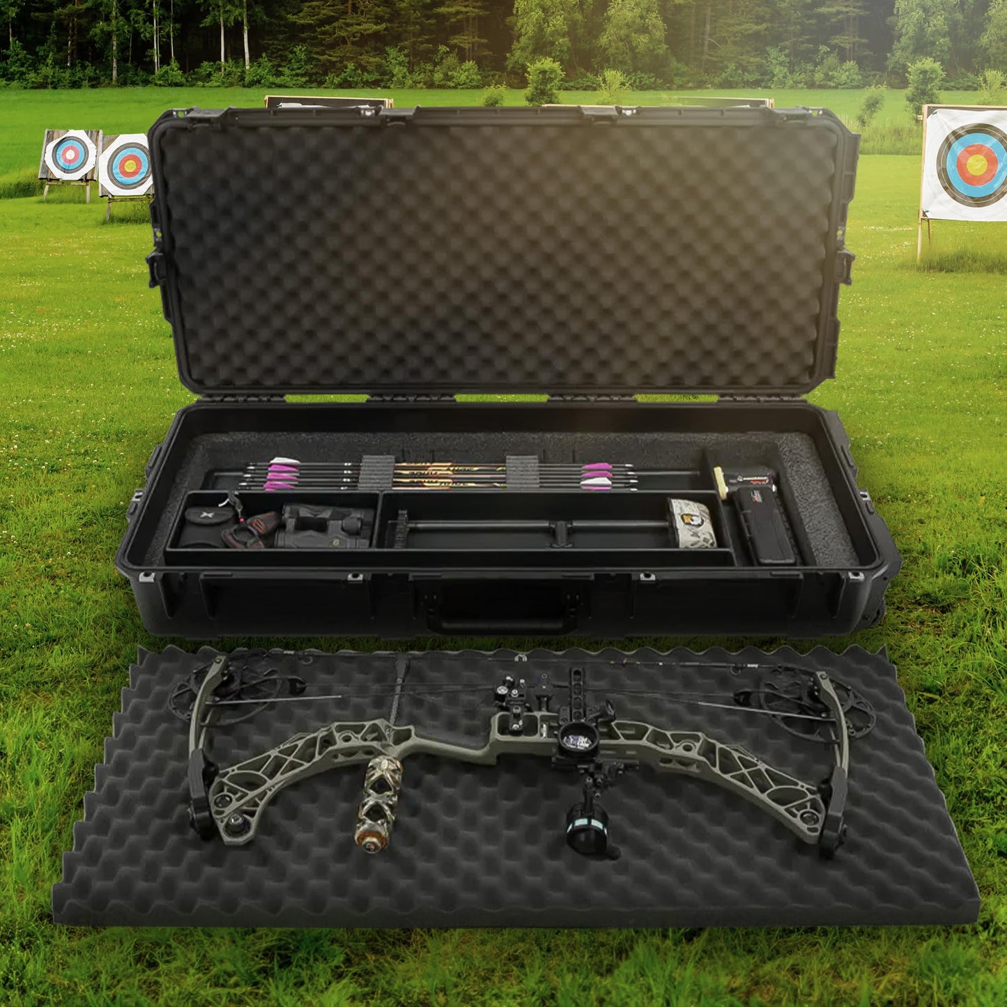 SKB Cases iSeries One Size Compact Ultimate Hard Exterior Waterproof Single Double Bow Utility Carrying Case for Hunting, Black