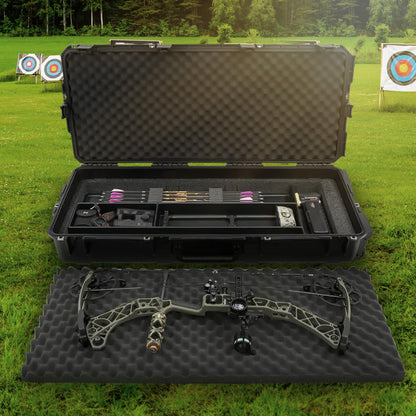 SKB Cases iSeries One Size Compact Ultimate Hard Exterior Waterproof Single Double Bow Utility Carrying Case for Hunting, Black