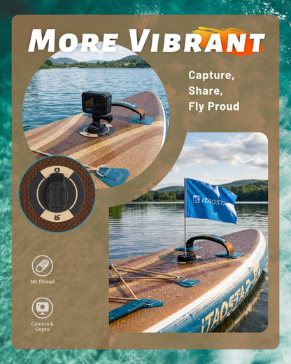 iTAOSTAR W02A Wood Inflatable Paddle Board Stand Up Paddleboard for Beginner Inflatable Paddle Board Wood Grain