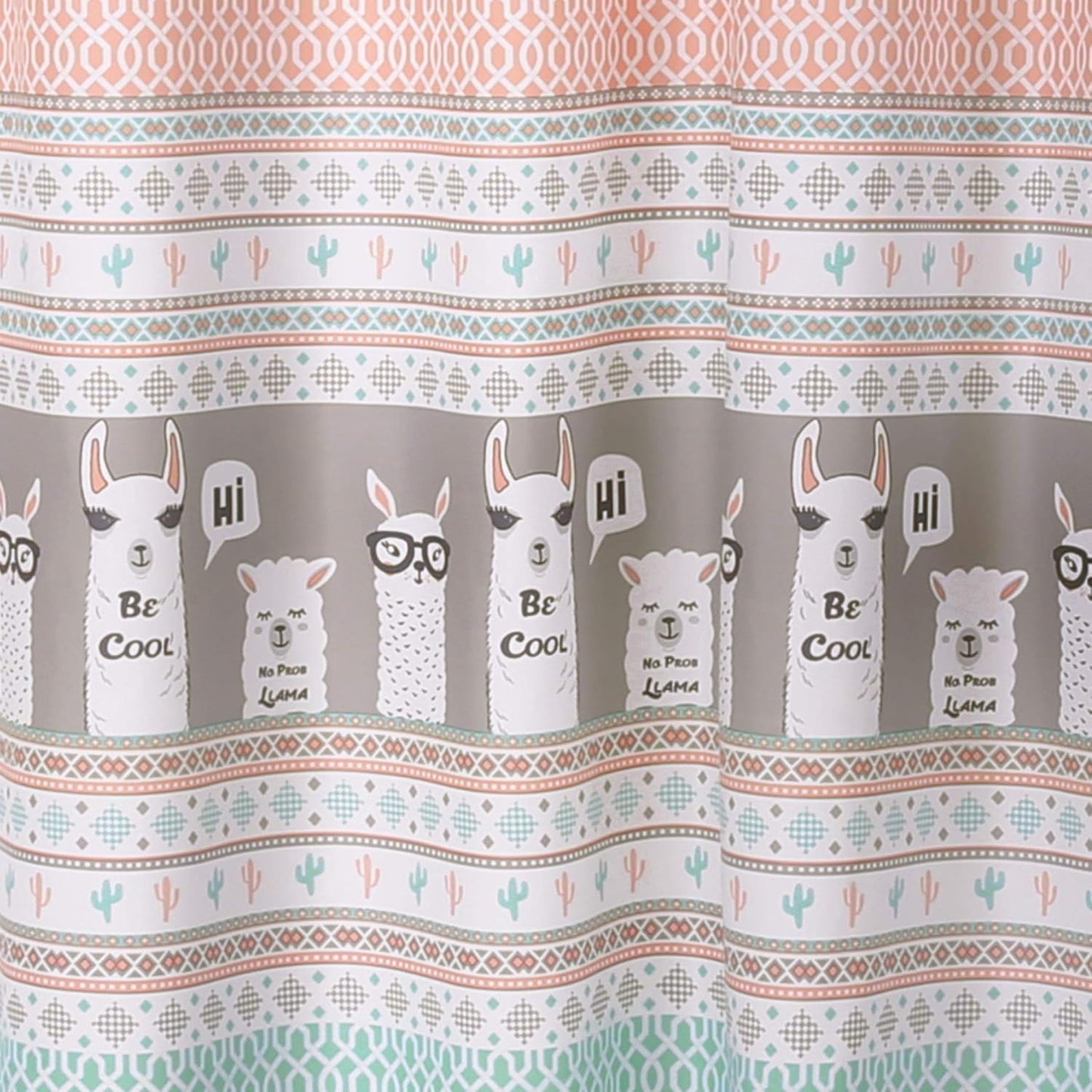 Lush Decor Llama Stripe Shower Curtain - 72" x 72", Pink and Turquoise Design