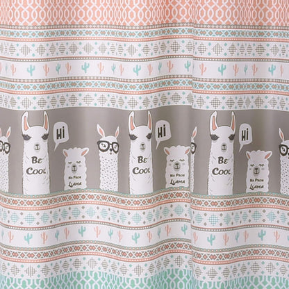 Lush Decor Llama Stripe Shower Curtain - 72" x 72", Pink and Turquoise Design