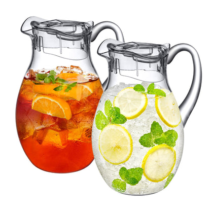 Amazing Abby - Bubbly - 2-Pack Acrylic Pitcher (72 oz), Clear Plastic Water Pitcher with Lid, Fridge Jug, BPA-Free, Shatter-Proof, Great for Iced Tea, Sangria, Lemonade, Juice, Milk, and More