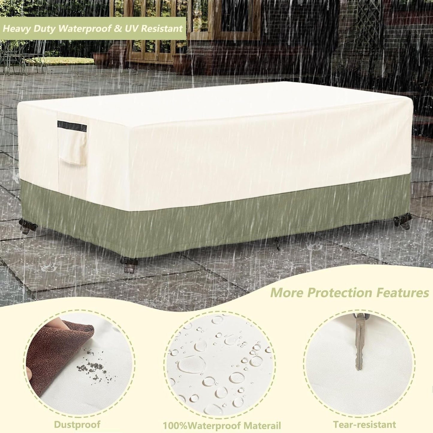 48 28 16 Inches,600D Outdoor Coffee Table Cover W x D x H Heavy Duty Waterproof Outdoor Table Cover,Patio Rectangle
