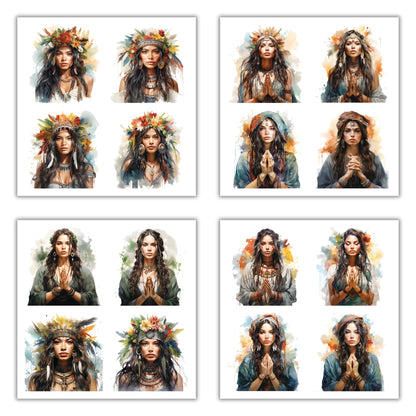 XERE 80 Pcs Mythic Enchantress Women Portraits Scrapbook Stickers Set for Scrapbooking and Journaling Notebooks, Junk Journal Supplies, Sketchbook, Bookmark Making Sticker