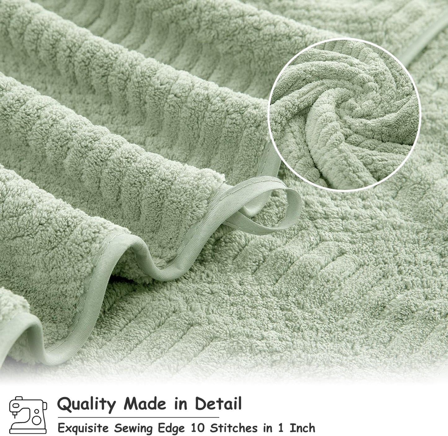 18 Set-6 Sheets,6 Towels,6 Set Pcs Green Woven Family Towels Bath Hand Washcloths Soft Polyester Towels Absorbent