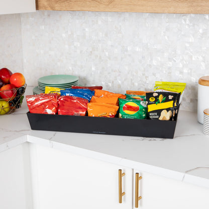 Mind Reader Snack Tray, Countertop Organizer, Snack Tray, Pantry, Breakroom, Kitchen, Black