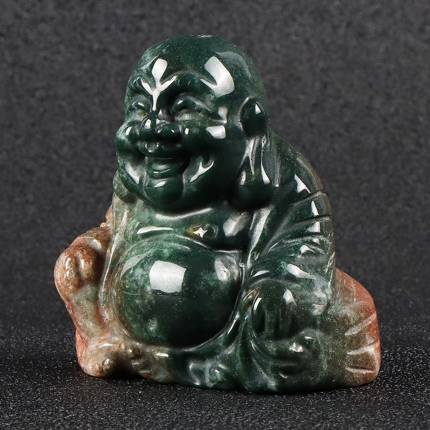 Artistone Crystals 2.0 inch Hand Carved Ocean Jasper Maitreya Buddha Figurine Healing Crystal Gemstone Seated Lucky Buddha Pocket Stone Home Decoration