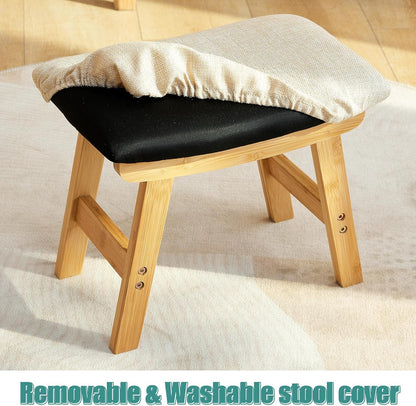 viewcare Pruple Foot Stools Ottoman, Purple Small Soft Footrest Ottoman with Wood Legs, Sofa Footrest Extra Seating