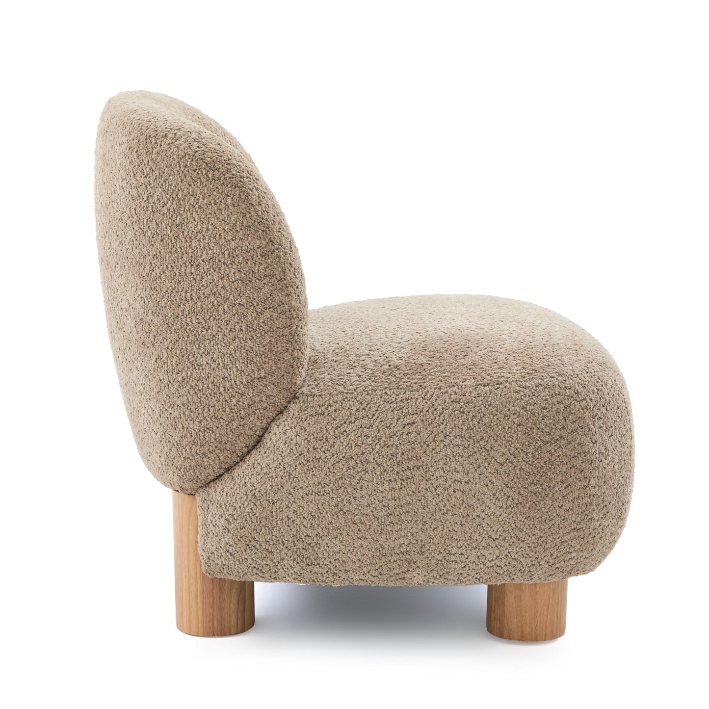 GDFStudio Modern Low Profile Accent Chair for Living Room, Boucle Upholstered Armless Chair with Rubberwood Legs, Comfy Lounge Armchair, Plush Cloud-Like Seating for Bedroom, Light Brown