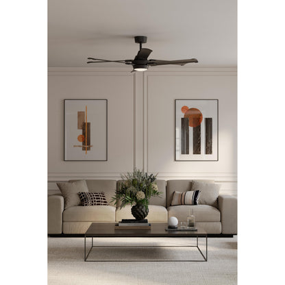 MINKA-AIRE Soarin 56" 6-Blade 5CCT LED Smart Ceiling Fan - Coal and Coal Blades with White Lens