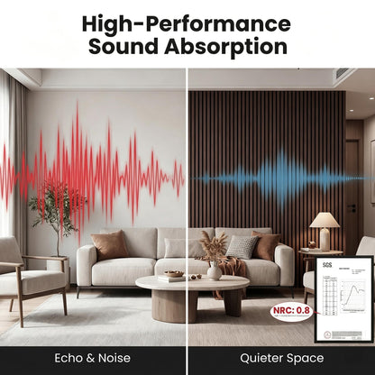 Wood Slat Wall Panels - 4 Pack 93.7" × 11" - Acoustic Panels Noise Reduction for Home Office Studio, 3D Fluted Sound Dampening Absorbing Panels, Dark Walnut