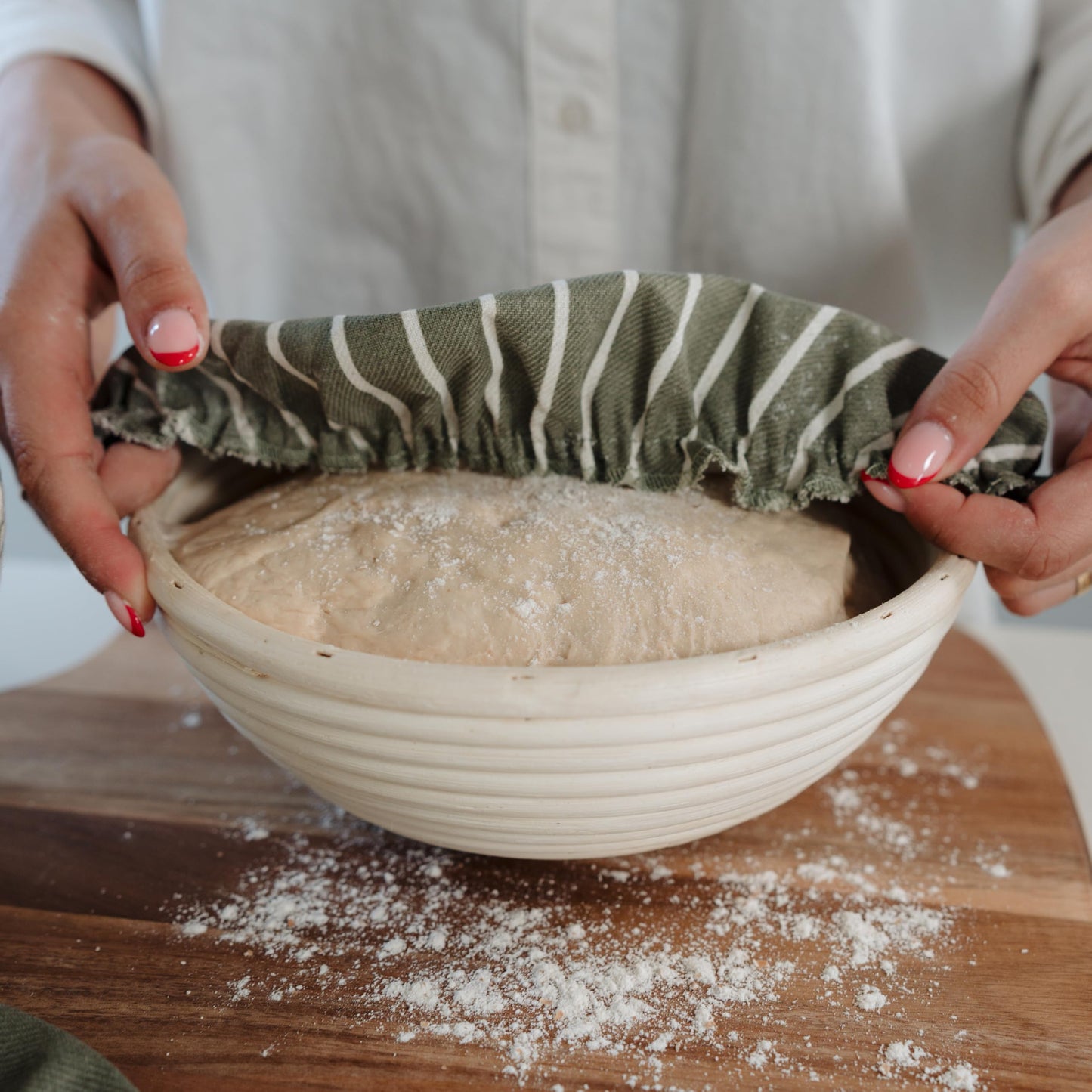 Beautiful Linen Cotton Blend Bowl Covers for Bread Proofing - Reusable Set of 3 in Varying Sizes Easily Fit Your Bowls 7" to 13" - Durable Fabric Covers, Ideal Sourdough Bread Baking Accessories