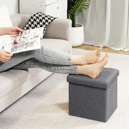 12.6 Inch B FSOBEIIALEO Storage Ottoman Cube Foldable Footrest, Chest & Seat for Living Room, Nursery, Bedroom Cube