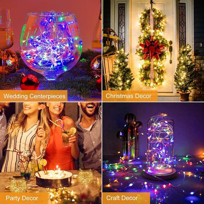 Btfarm 12 Pack Fairy Lights - Battery Operated Twinkle String Lights | Waterproof 7ft Mini Silver Wire for Christmas & Weddings - Warm White/Colorful