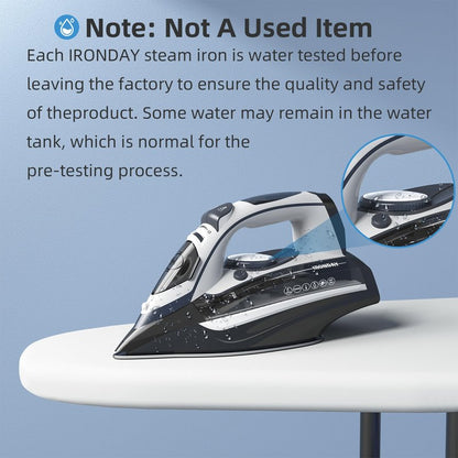 IRONDAY 1700W Steam Iron for Clothes 20s Fast Heat-up, Non-Stick Ceramic Soleplate, 14.07oz Large Water Tank, Auto-Off, Burst Steam, Self-Cleaning, roning Clothes for Home