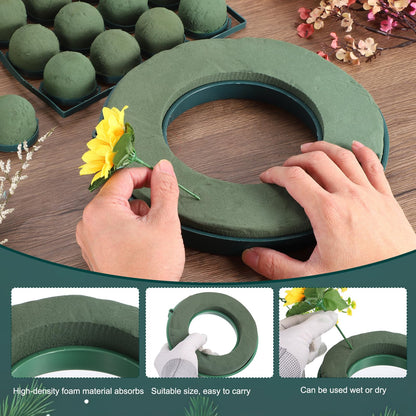 MECCANIXITY Foam Mud Block Ring Flower Foam Ring with Suction Cup 20CM Green Car Flower Mud for Holiday Decoration Wedding Car Decor
