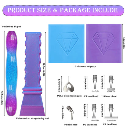 Diamond Painting Pen, with Thin Version Steel Diamond Painting Art Drilling Tips Nibs Multi-Placers, Putty Wax, Straightening Tool, Diamond Art Pen, 5D Diamond Art Accessories Tools Kit (1248-Beads)