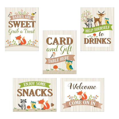 Lillian Rose 5 Piece Woodland Baby Shower Decor Signs