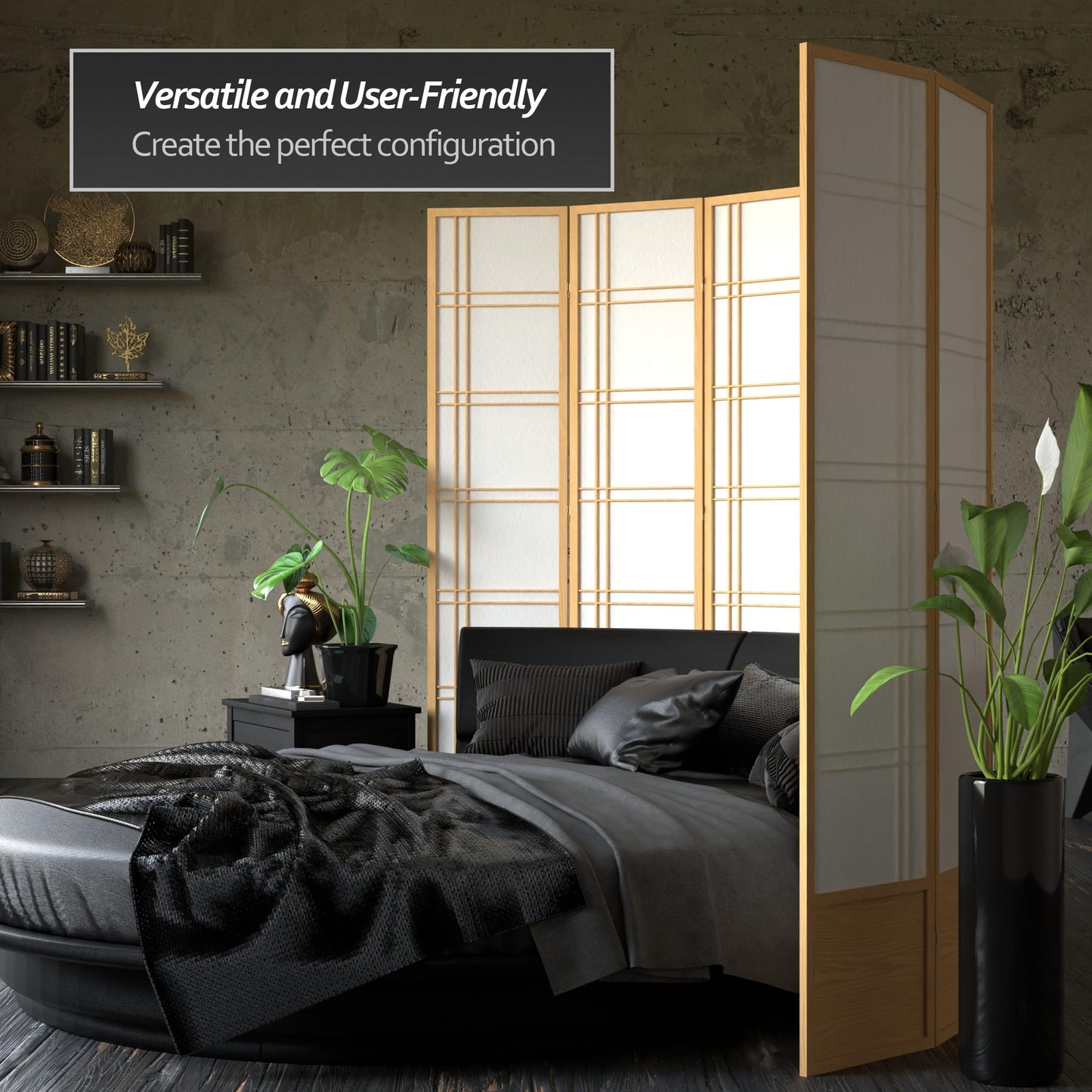 Oriental Furniture 7 ft. Tall Double Cross Shoji Screen - Natural - 4 Panels