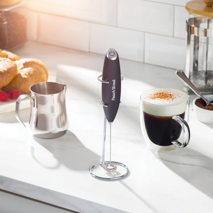 Powerful Mini Handheld Milk Frother Wand, Battery Operated Stainless Steel Drink Mixer for Coffee, Lattes, Cappuccino
