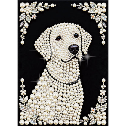 Stalente Pearl Diamond Painting Kits for Adults Dog, 5D Special Shape Diamond Art Kits for Beginners, Crystal Rhinestones Diamond Painting for Home Wall Decoration Gift 12×16inch, Animal