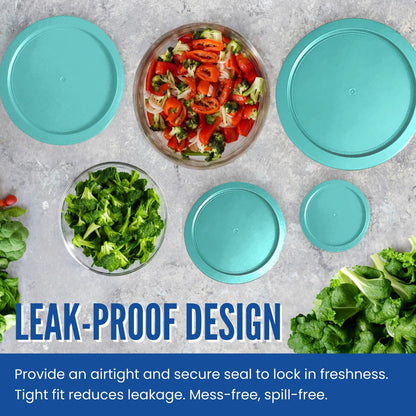 Replacement Lid for Pyrex 5" Storage Plastic Cover, 2 Cup Bowl 7200-PC Turquoise (2-Pack)