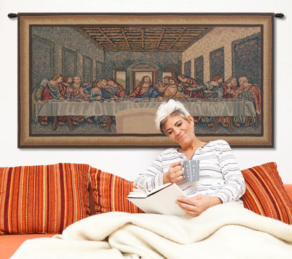 C Charlotte Home Furnishings Inc Last Supper II Belgian Tapestry Wall Hanging | Viscose Cotton and Polyester Blend Wall Art | 34 in. x 63 in | Home Decor Accents