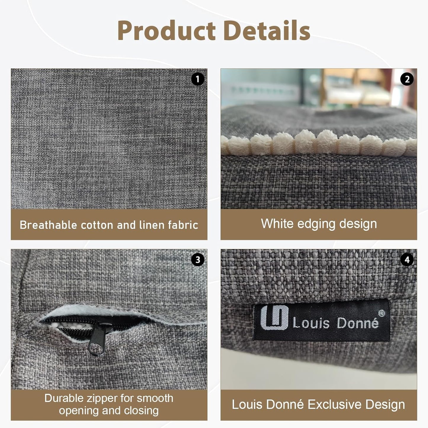 18 18 Inch Louis Donn x Unstuffed Storage Pouf Ottoman Cover, Square Cotton Linen Footstool Cover, DIY Bean Bag