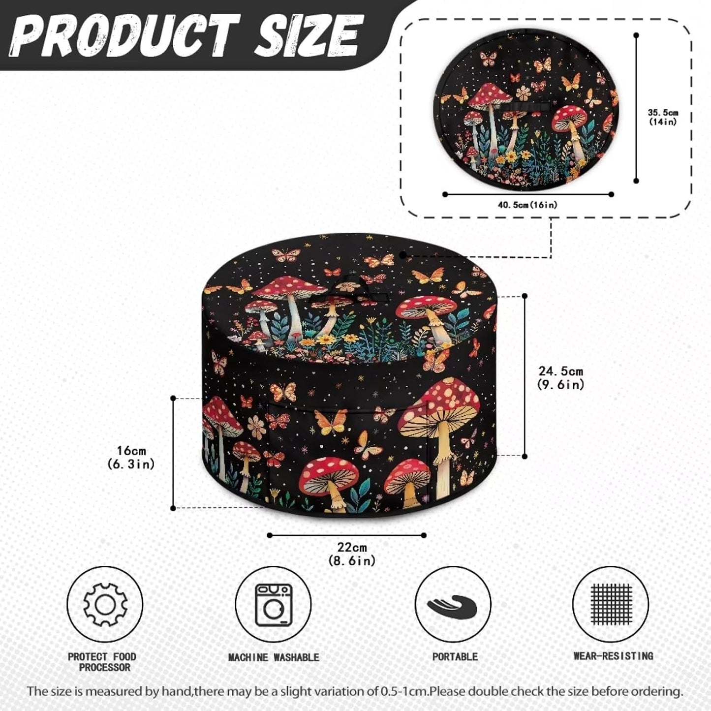Crock Pot Dust Cover - Mushroom Slow Cooker Dust Cover for 6, 7, 8 Quart Oval Crock Pot