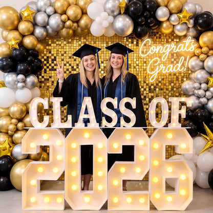Grinsvalley Large 2026 Graduation Decorations - 2.68ft Class of 2026 LED Marquee Light up Numbers and Letter for Graduation Congrats Grad Party Supplies for Preschool High School College