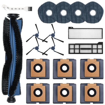 18 Pack X10 Pro Omni Replacement Parts Compatible with Eufy X10 Pro Omni Robot Vacuum Cleaner Gray Accessories Kit,1 Roller Brush, 2 HEPA Filters, 4 Side Brushes, 4 Mop Cloths, 6 Dust Bags, 1 Cleaning