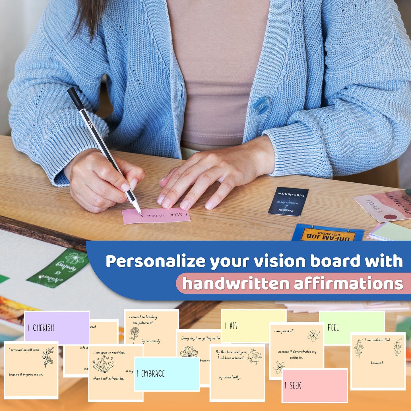 ZEDORA Vision Board Kit - Cork Board 15.3x11” with 235 Vision Board Pictures - Great Gift and Dream Board, Mood Board, and Collage Book. New Year Goal Setter
