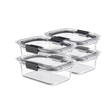 Rubbermaid Brilliance Glass Food Storage Containers, 3.2 Cup, Set of 4, BPA-Free, Leak-Proof, Clear