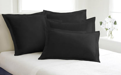 FRESH IDEAS Poplin Tailored Pillow Sham, Euro, Black
