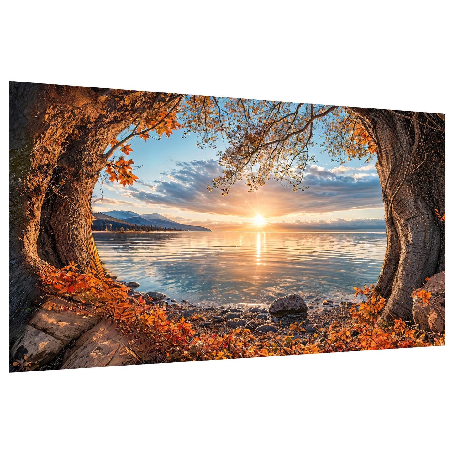 ATDMS Large Diamond Art Kits for Adults - 5D Landscape Diamond Painting Kits for Adults DIY Full Drill Diamond Painting Sunset Lake Gem Art Kits for Home Wall Decor 27.5x15.7 Inch