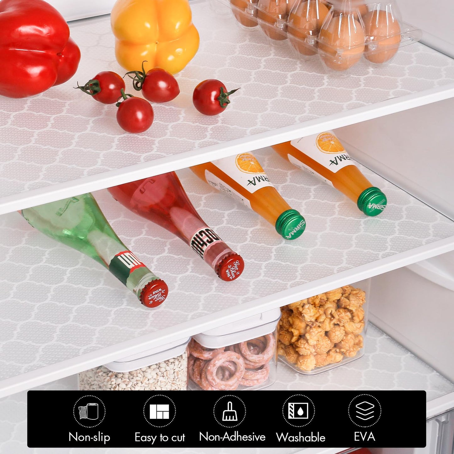 Cooyes Shelf Liner for Kitchen Cabinets – Non-Adhesive Waterproof Drawer Liner – Durable EVA Material Easy-to-Cut Shelf Paper for Refrigerator, Cupboard, Dresser with Modern Pattern (17.7"W x 78.7"L)