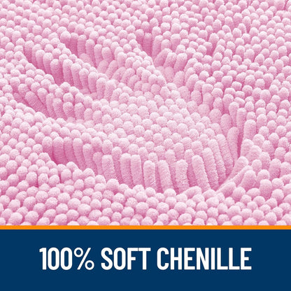OLANLY Bathroom Runner Rug - Extra Soft Chenille | Quick-Dry, Rubber Backing, 59x20 Inches, Pink