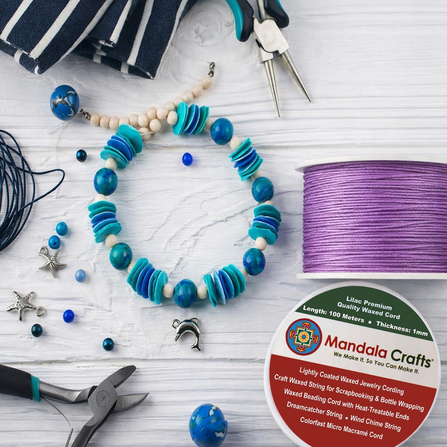 Mandala Crafts 1mm Red Cotton Waxed Cord for Jewelry Making, 109 Yards – Waxed Cotton String for Decorative Knotting and Accessory Assembly