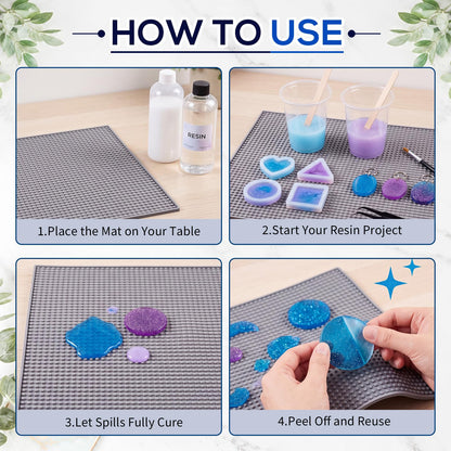 Singhoow Large Silicone Resin Mat 27.6" x 15.7", Heat Resistant Non-Slip Craft Mat for Epoxy Resin, Easy Clean Silicone for Jewelry Casting, Cup Turner, Kitchen Counter & Table Protector