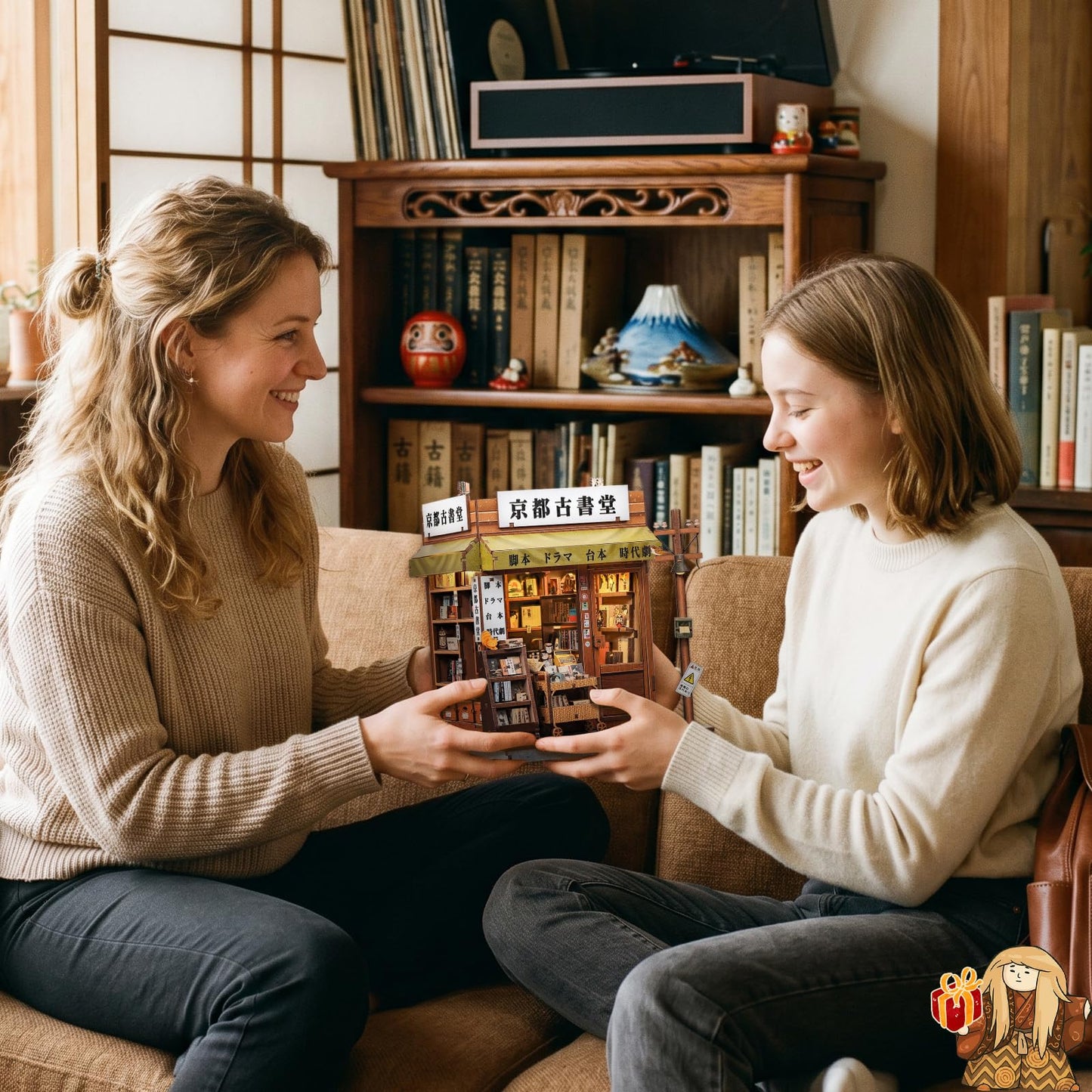 CUTEBEE Book Nook Kit - DIY Miniature House Japanese Kyoto Bookstore, Dollhouse Booknook for Adults, Tiny House Bookshelf Decor 3D Wooden Puzzle Gifts (Antique Bookery of Kyoto) - 333 Pieces