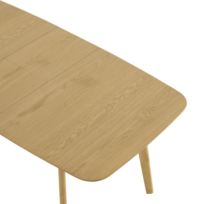 CHITA 59"-75" Extendable Dining Room Table for 4-6, Modern Wood Dining Table for Small Spaces, Kitchen, Space Saving Hidden Leaves, Solid Rubberwood Frame, Oak Veneer